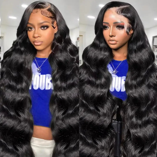 ✨30" Body Wave HD Lace Front Wig – 200% Density, 13x6 Pre-Plucked Glueless Human Hair 💁‍♀️ Natural Black