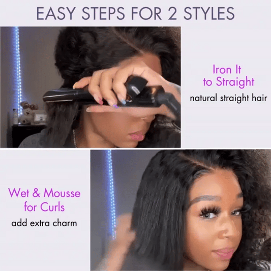 3In1 glueless wig free shippin Kinky Curly Wig Hair Black Wig Full Machine No Lace flip over half Wig Human Hair Brazilian Hair