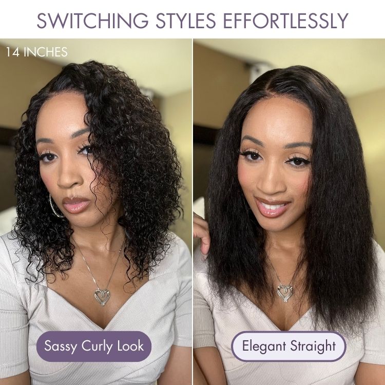 3In1 glueless wig free shippin Kinky Curly Wig Hair Black Wig Full Machine No Lace flip over half Wig Human Hair Brazilian Hair