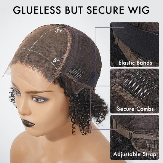 3In1 glueless wig free shippin Kinky Curly Wig Hair Black Wig Full Machine No Lace flip over half Wig Human Hair Brazilian Hair