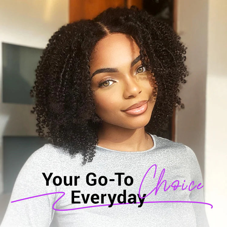 Glueless Kinky Curly V Part Wig Human Hair No Lace Wig Deep Wave Frontal Wig Water Wave Human Hair Wig Brazilian Hair For Women