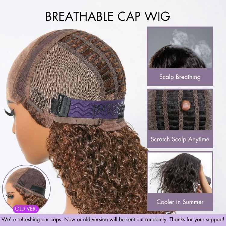 3In1 glueless wig free shippin Kinky Curly Wig Hair Black Wig Full Machine No Lace flip over half Wig Human Hair Brazilian Hair
