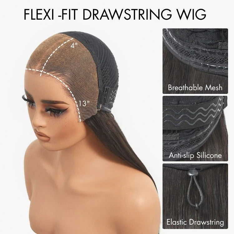 12A Water Wave Half Wigs Human Hair 200% Density Brazilian Wear Go Wigs Deep Wave 3 In 1 Half Wigs Drawstring Seamless Flip Wig