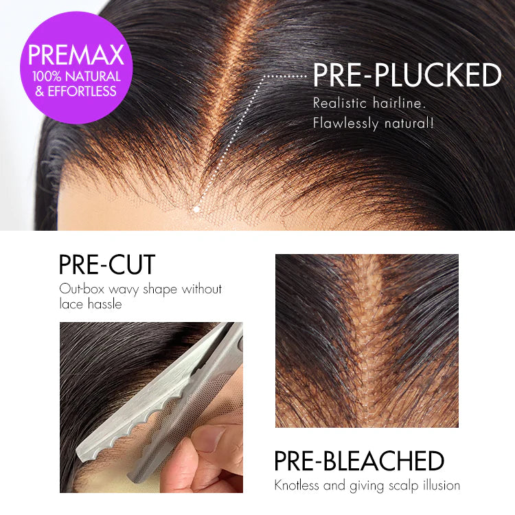 12A Water Wave Half Wigs Human Hair 200% Density Brazilian Wear Go Wigs Deep Wave 3 In 1 Half Wigs Drawstring Seamless Flip Wig