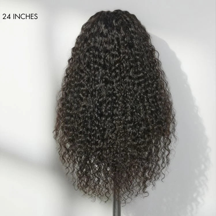 12A Water Wave Half Wigs Human Hair 200% Density Brazilian Wear Go Wigs Deep Wave 3 In 1 Half Wigs Drawstring Seamless Flip Wig